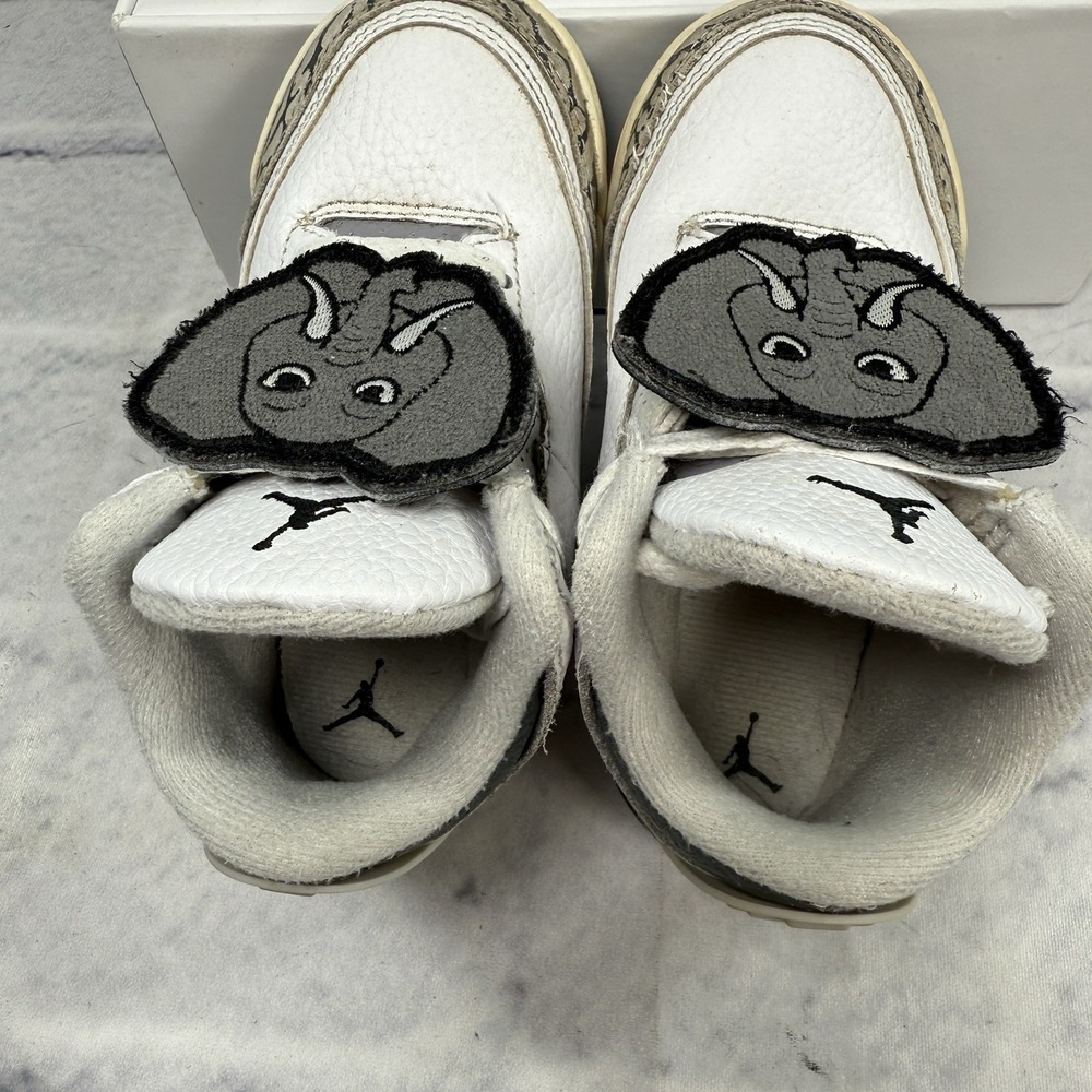 Nike Air Jordan 3‎ Retro Toddler Size 9C Hide And Seek Elephant Shoes FB4415-100 - Picture 9 of 12